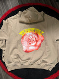 Pink Roses Hoodie Tan